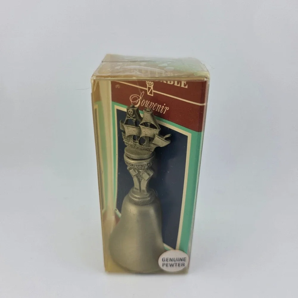 Fort Genuine Pewter Pirate Ship Souvenir Bell Great American Collectors Bell USA